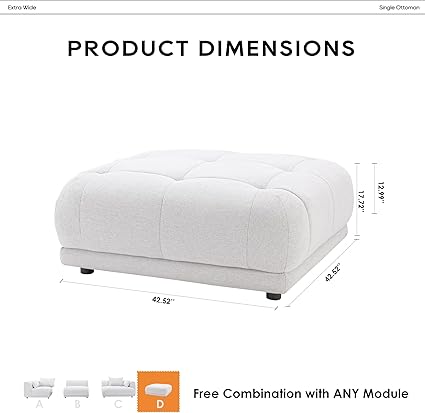 COLAMY Otomana para sala de estar, cómodo sofá otomano, 42.5 pulgadas de poliéster otomano