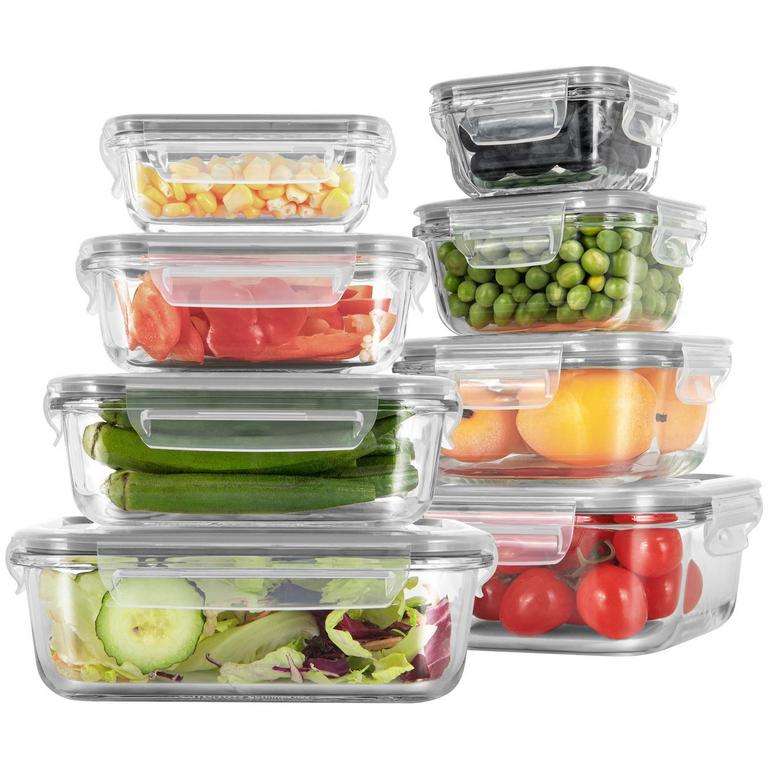 RECIPIENTES DE VIDRIO PARA PREPARACIÓN DE COMIDAS, PAQUETE DE 8