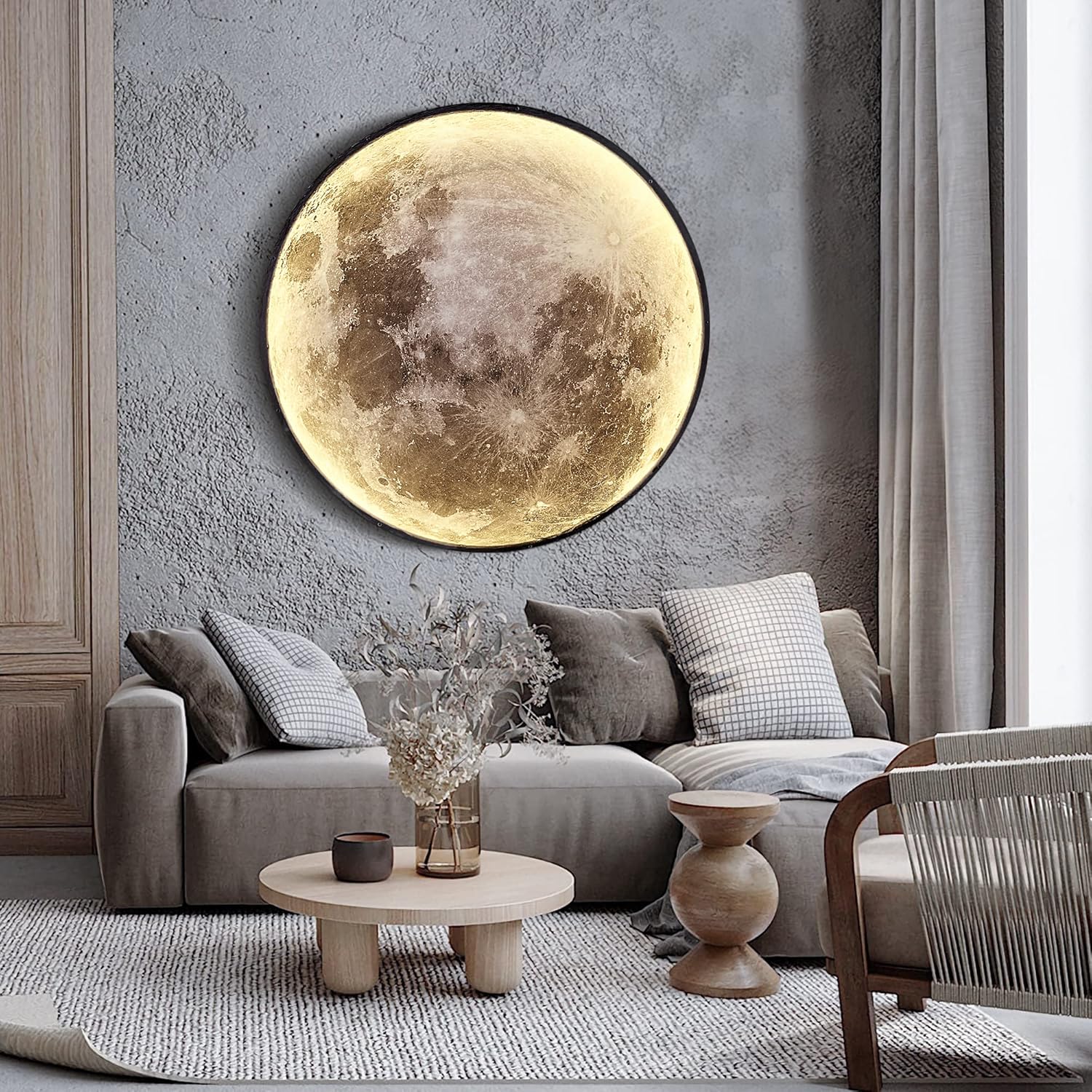 LAMPARA DE PARED EN FORMA DE LUNA 80CM 