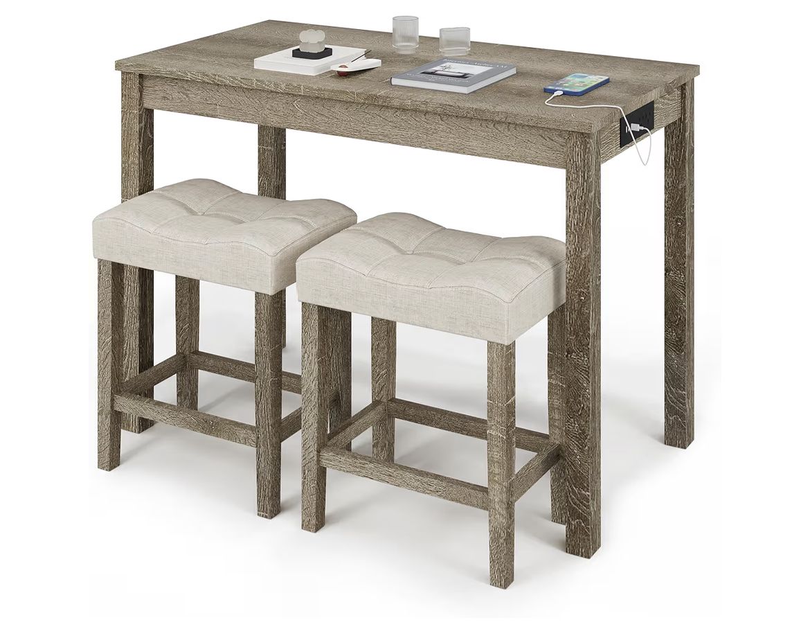 BARRA DESAYUNADOR SET MESA Y DOS BANQUETAS